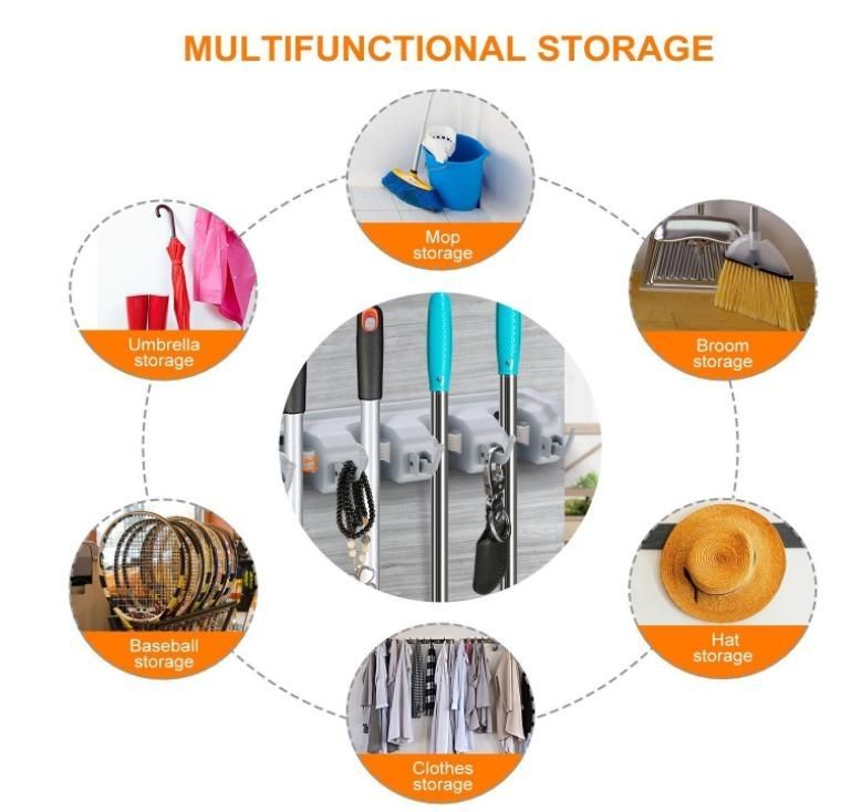 Multipurpose Wall Mounted Organizer Broom Holder