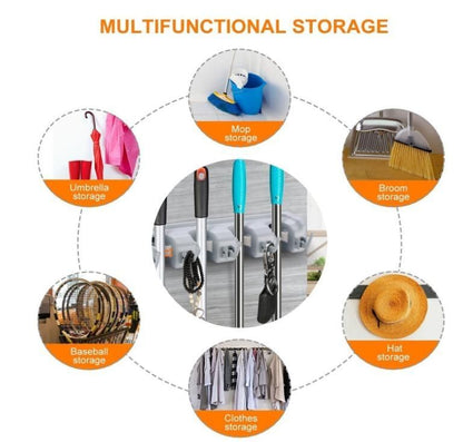 Multipurpose Wall Mounted Organizer Broom Holder